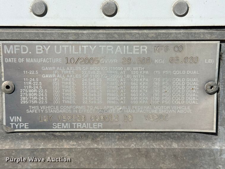 image for item EW4365 2006 Utility VS2DC dry van trailer