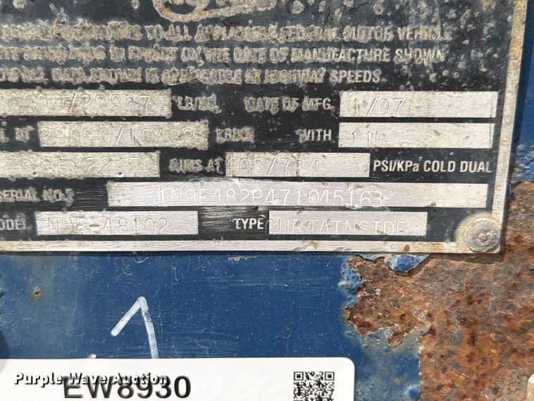 image for item EW8930 2007 Nu Van NV-48102 side curtain trailer