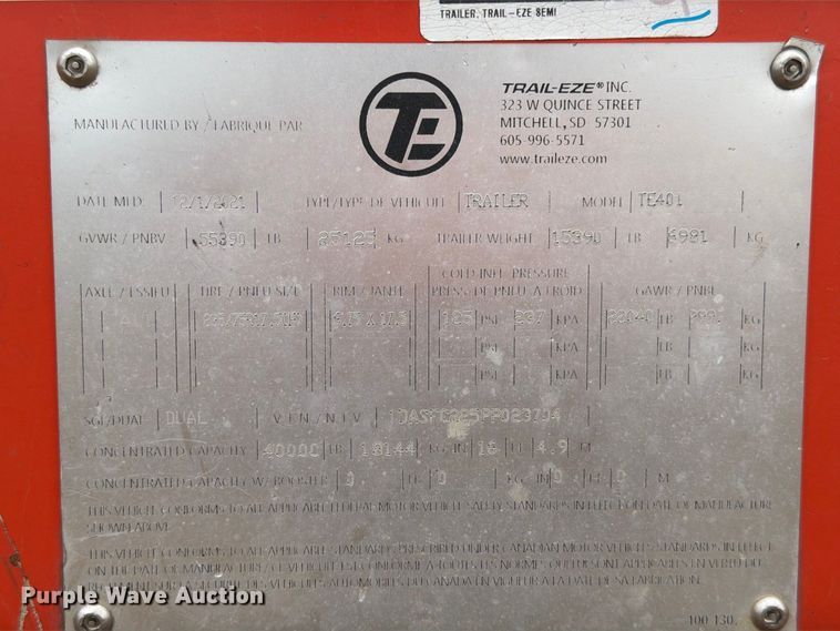 image for item EW8967 2022 Trail-Eze TE401 drop tilt deck equipment trailer