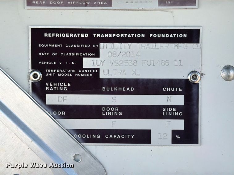 image for item FB5170 2014 Utility VS2RA refrigerated van trailer