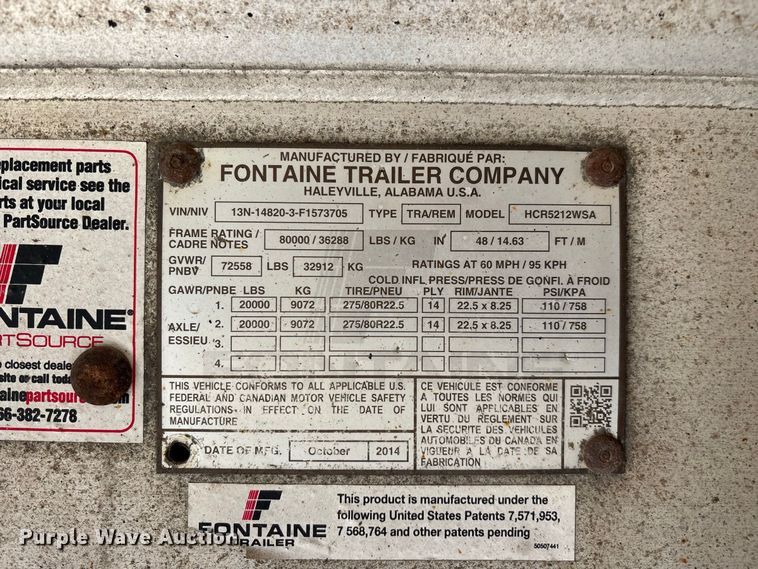 image for item FG0727 2015 Fontaine Revolution 52 conestoga trailer
