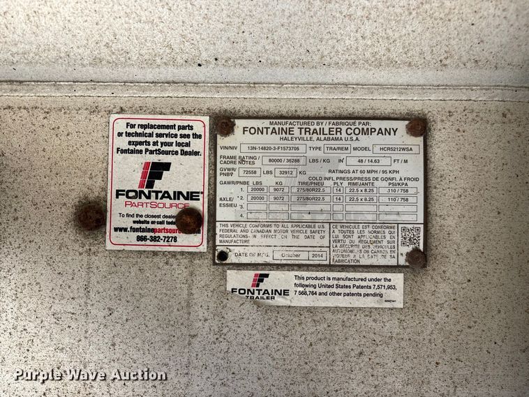 image for item FG0727 2015 Fontaine Revolution 52 conestoga trailer