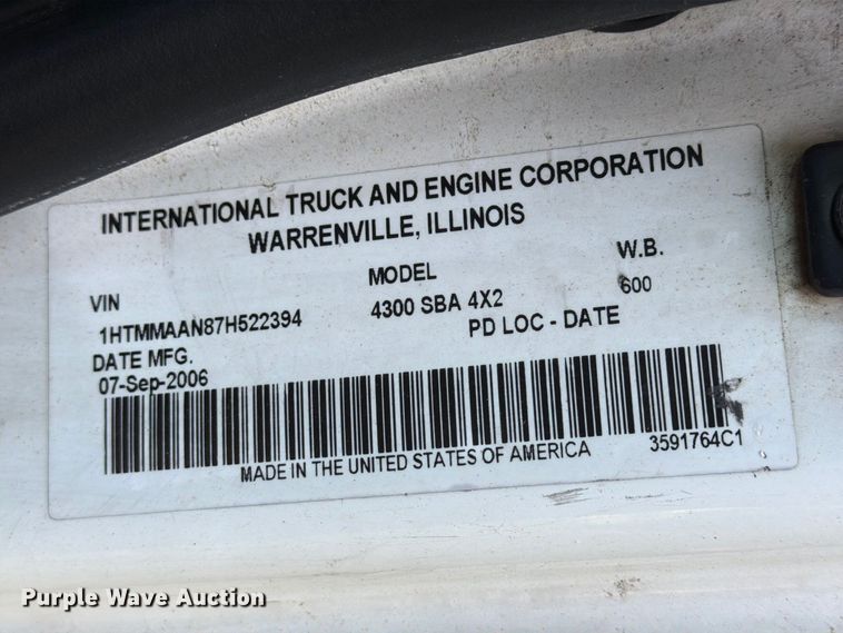 image for item FG3019 2007 International MA025 box truck