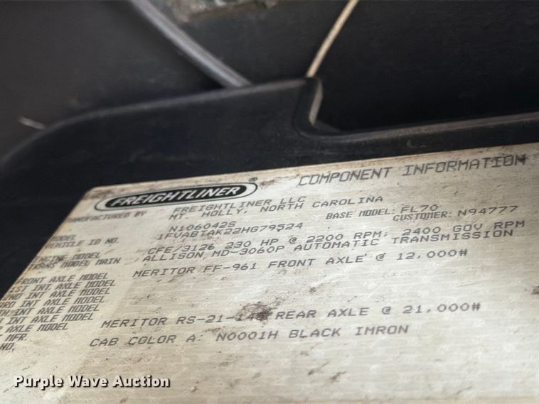 image for item FG3021 2002 Freightliner FL70 dump truck