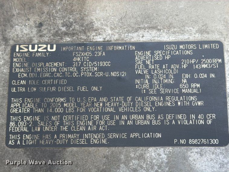 image for item FG3024 2016 Isuzu NRR box truck