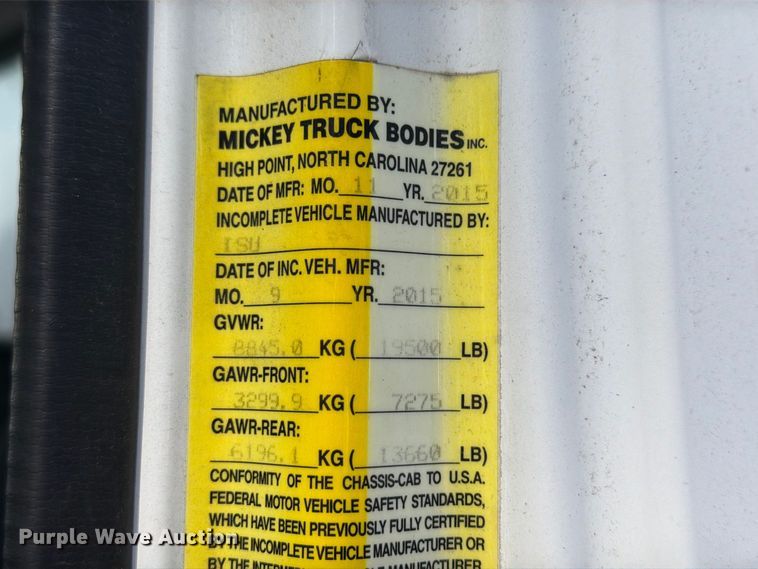 image for item FG3024 2016 Isuzu NRR box truck
