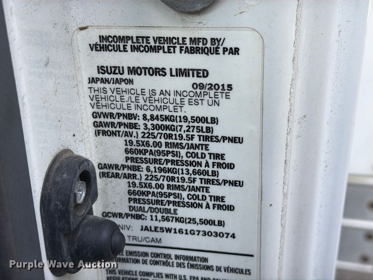 image for item FG3024 2016 Isuzu NRR box truck