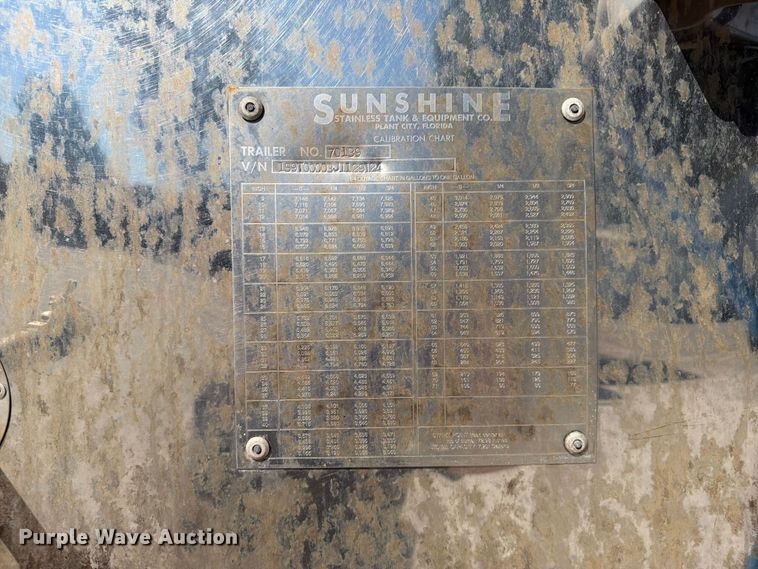 image for item FI0447 1988 Sunshine Stainless Tank & Equip tank trailer