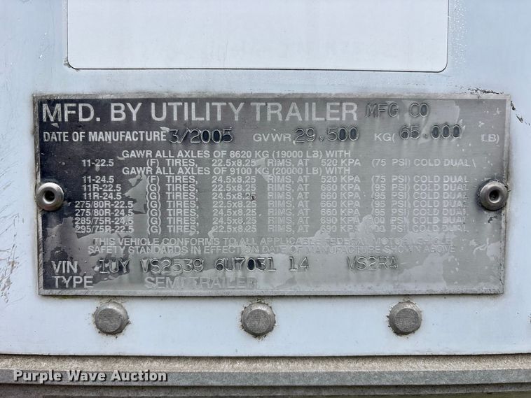 image for item FK2156 2006 Utility Trailer Manufacturer refrigerated van trailer