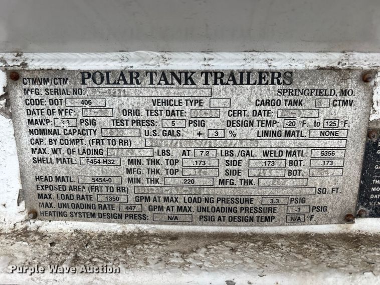 image for item FK2159 2007 Polar Tank fuel trailer