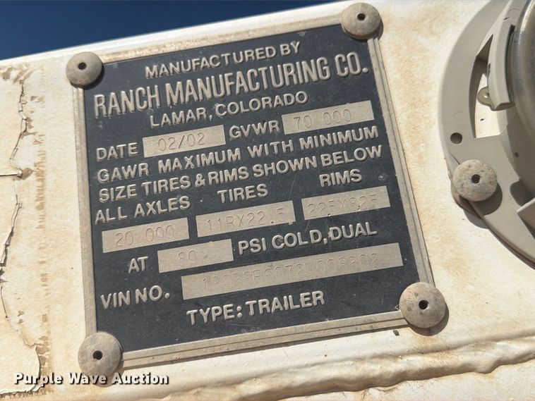 image for item FM7665 2002 Ranch bottom dump trailer
