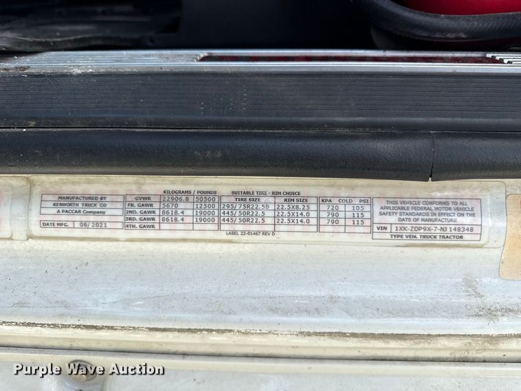 image for item ND9552 2022 Kenworth T880 semi truck