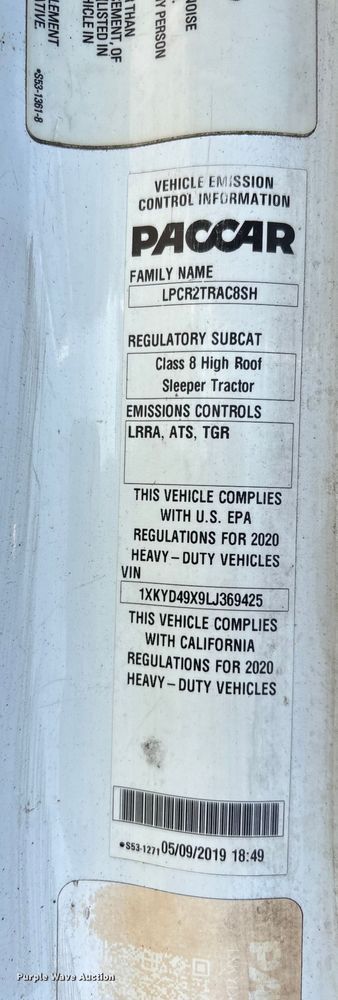 image for item YA1845 2020 Kenworth T680 semi truck