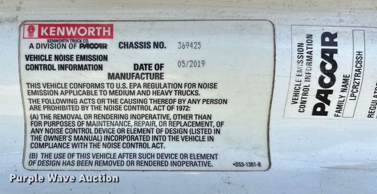 image for item YA1845 2020 Kenworth T680 semi truck