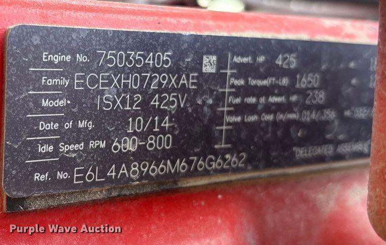 image for item YA2613 2015 Peterbilt 367 crane truck