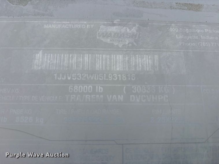 image for item YA4324 2005 Wabash DVCVHPC dry van trailer