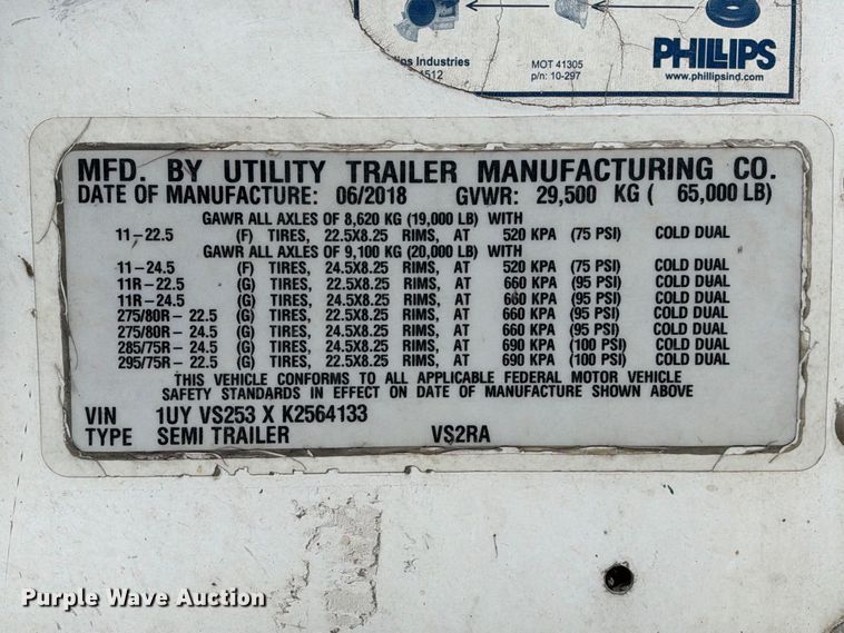 image for item YA4370 2019 Utility VS2RA refrigerated van trailer