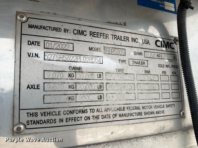 image for item YA4371 2023 CIMC 1RBR5505 refrigerated van trailer