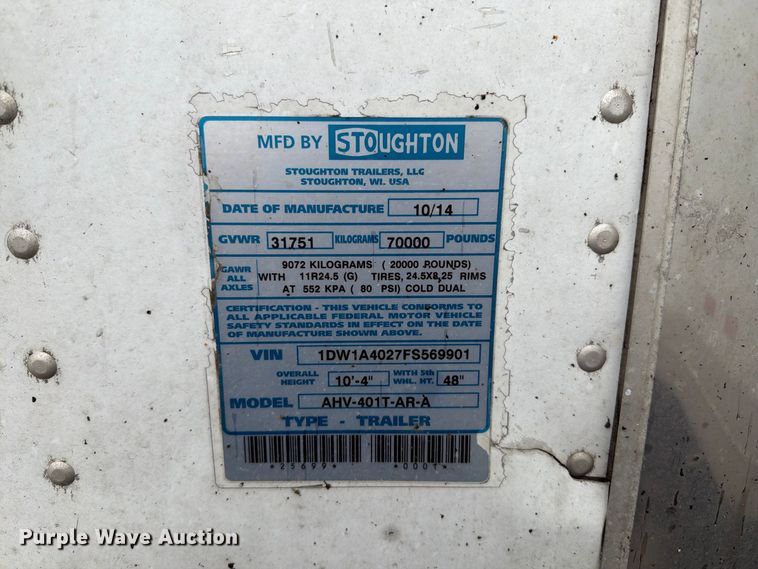 image for item YA4449 Stoughton AHV-401T-AR-A grain trailer