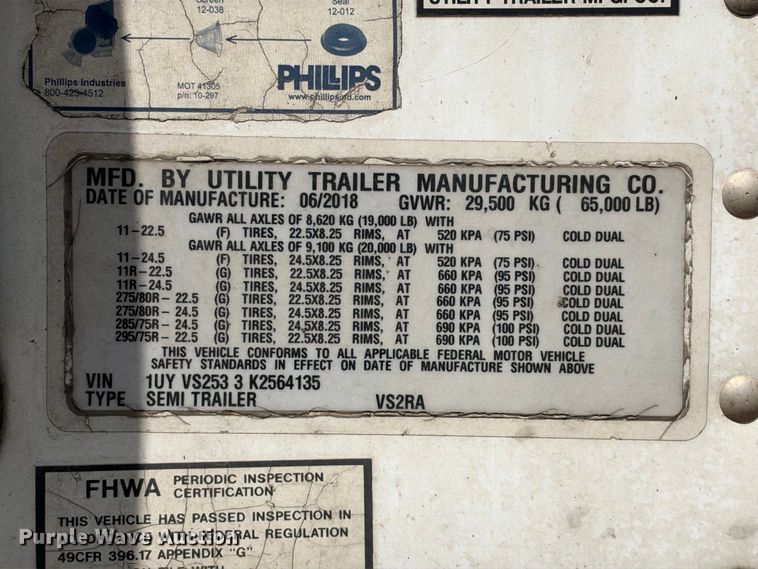 image for item YA4536 2019 Utility VS2RA refrigerated van trailer