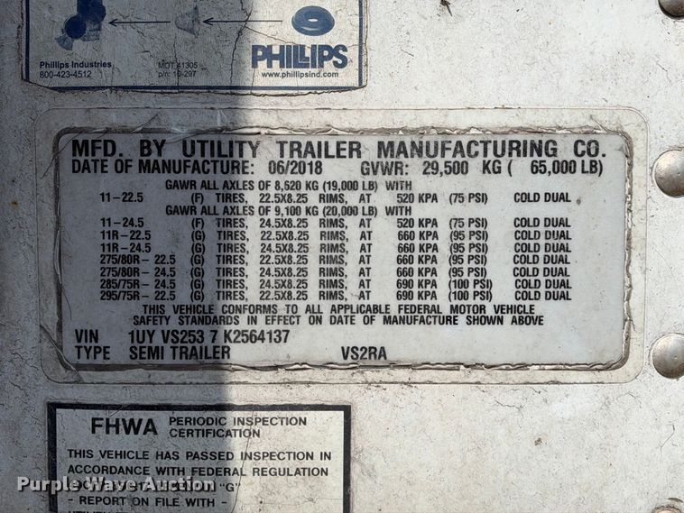 image for item YA4727 2019 Utility VS2RA refrigerated van trailer