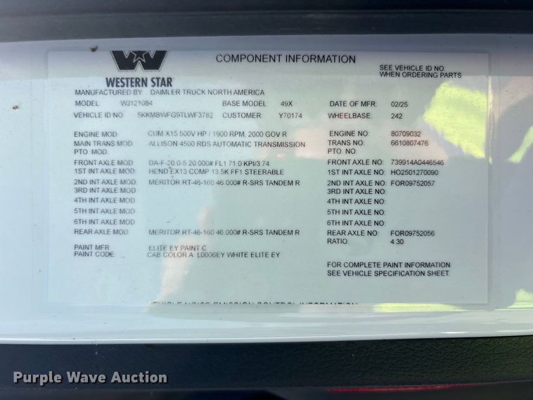 image for item YA4893 2026 Western Star 49X dump truck
