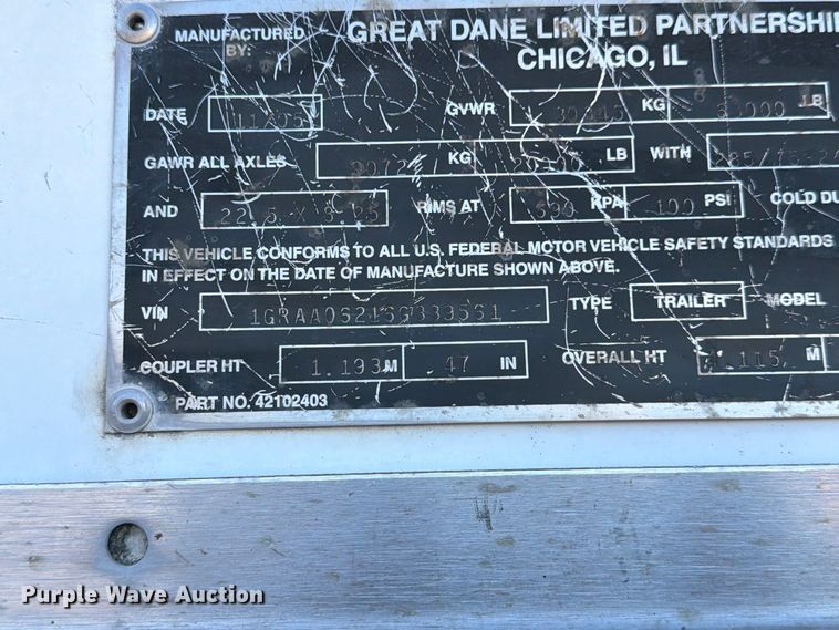 image for item YA5322 2006 Great Dane 7311TP-SAL dry van trailer