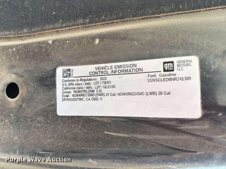 image for item DV8702 2022 Chevrolet Tahoe SUV