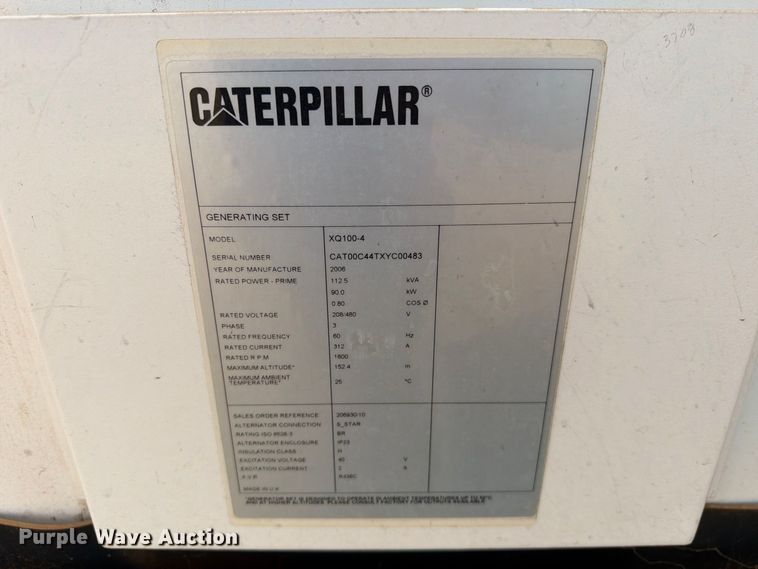 image for item DV8703 2006 Caterpillar XQ100 generator