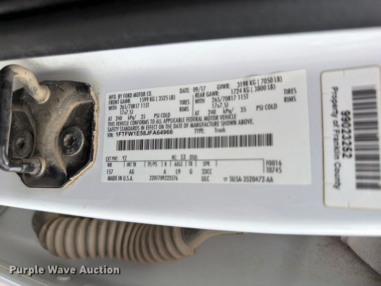 image for item EO8784 2018 Ford F150 Crew Cab pickup truck