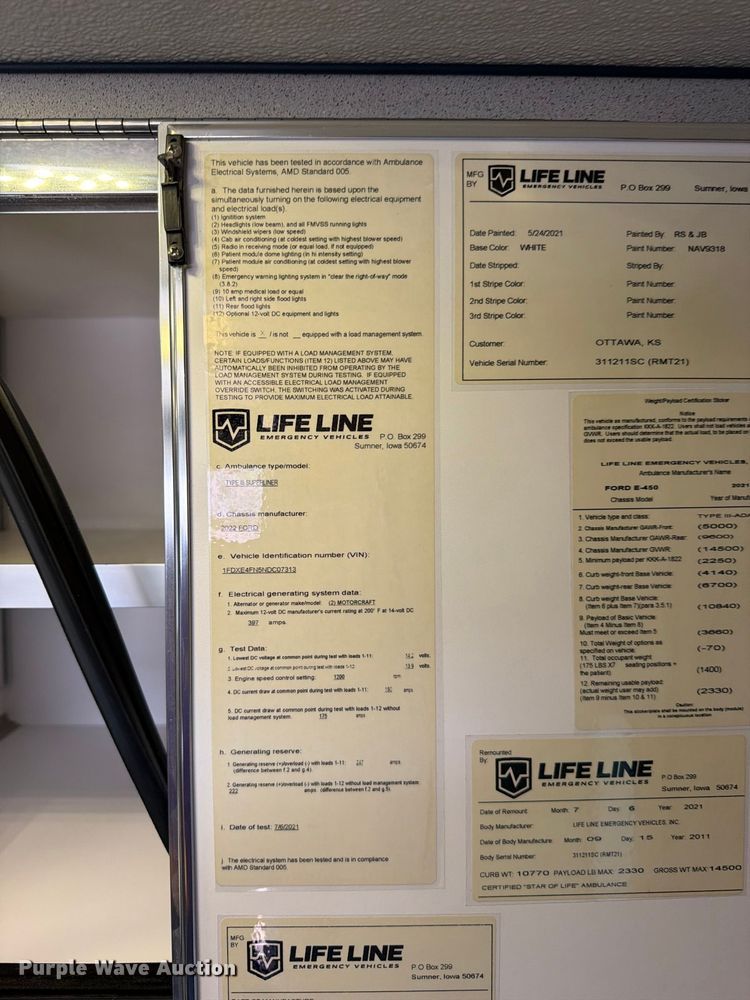 image for item EO8786 2022 Ford E450 ambulance