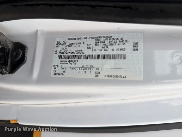 image for item EO8786 2022 Ford E450 ambulance