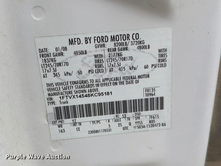 image for item EO8788 2008 Ford F150 Ext. Cab pickup truck