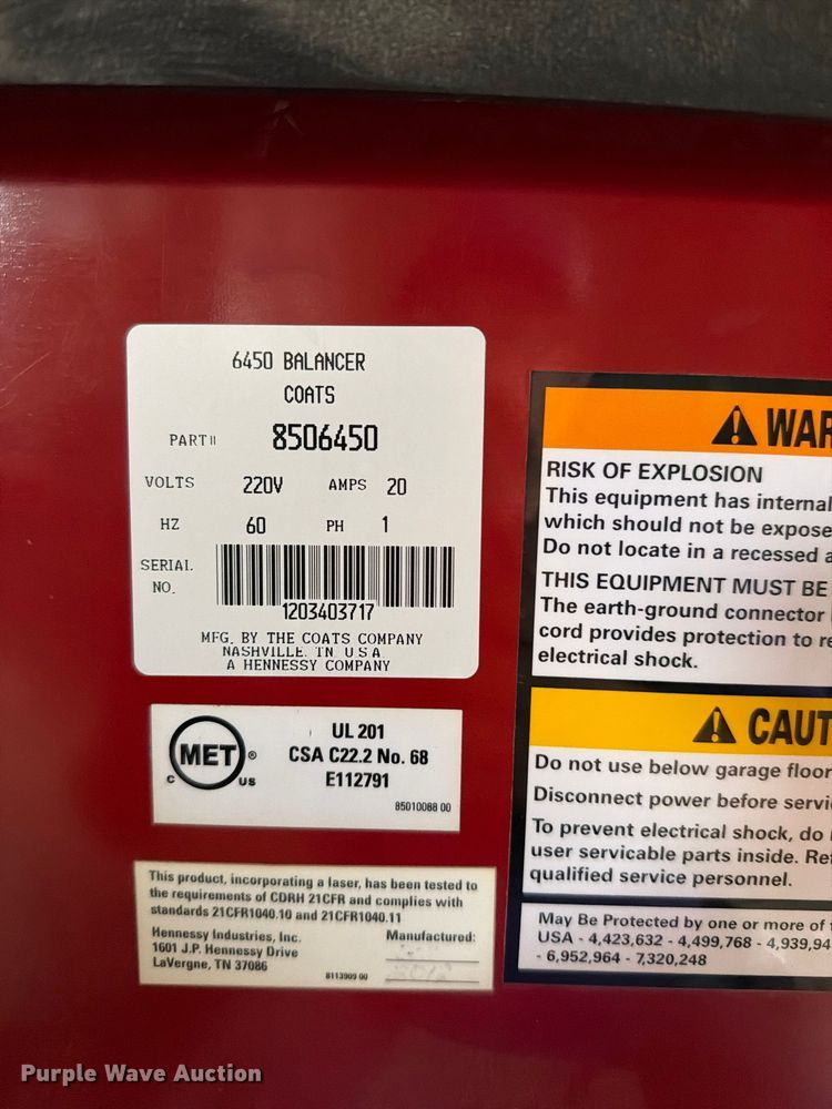 image for item EO8791 Coats 6450 Heavy Duty tire balancer