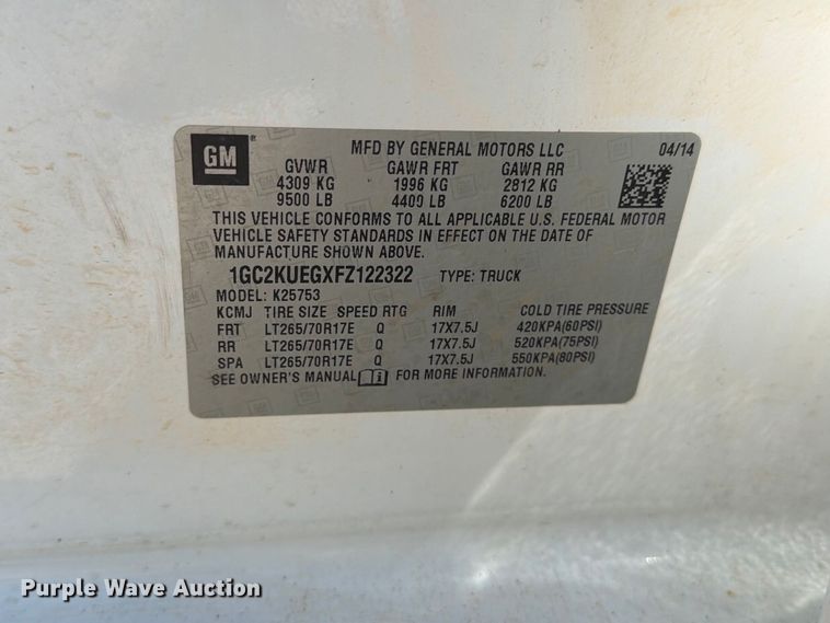 image for item EP7916 2015 Chevrolet Silverado 2500HD Ext. Cab pickup truck
