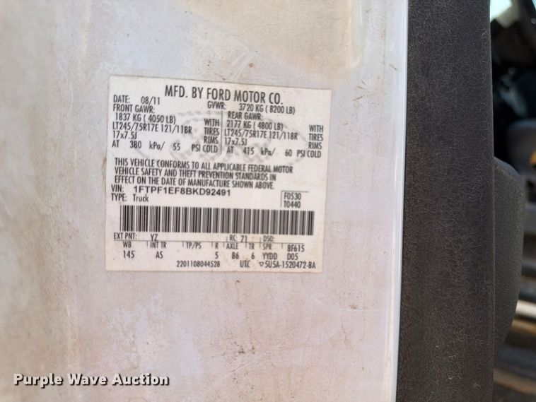 image for item ER3484 2011 Ford F150 XL pickup truck