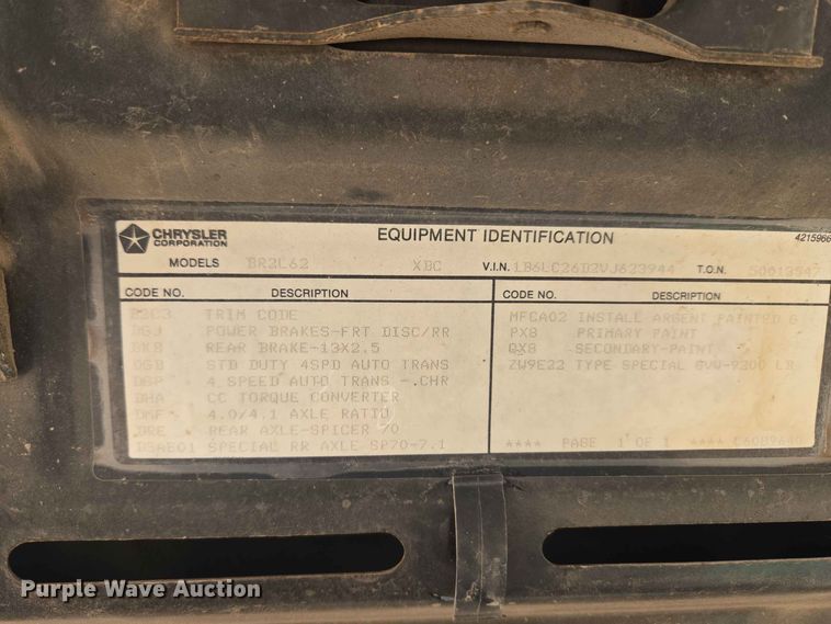 image for item EW8600 1997 Dodge Ram 2500 flatbed pickup truck