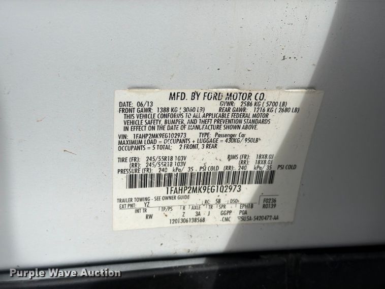 image for item EX1048 2014 Ford Taurus Police Interceptor 