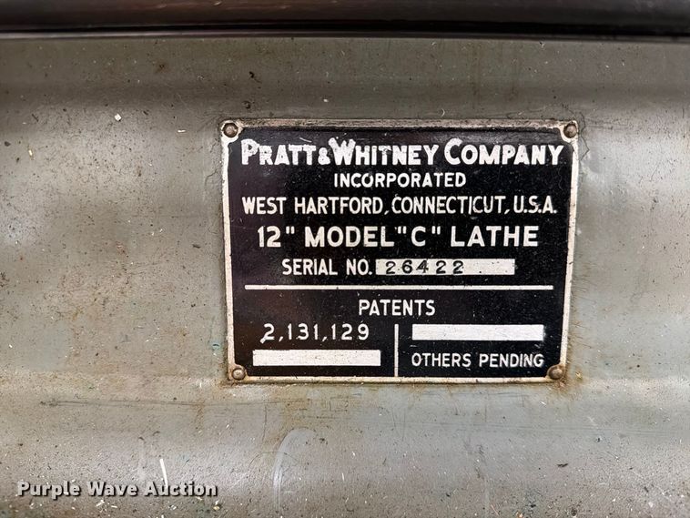 image for item EX4299 PRATT & WHITNEY C lathe