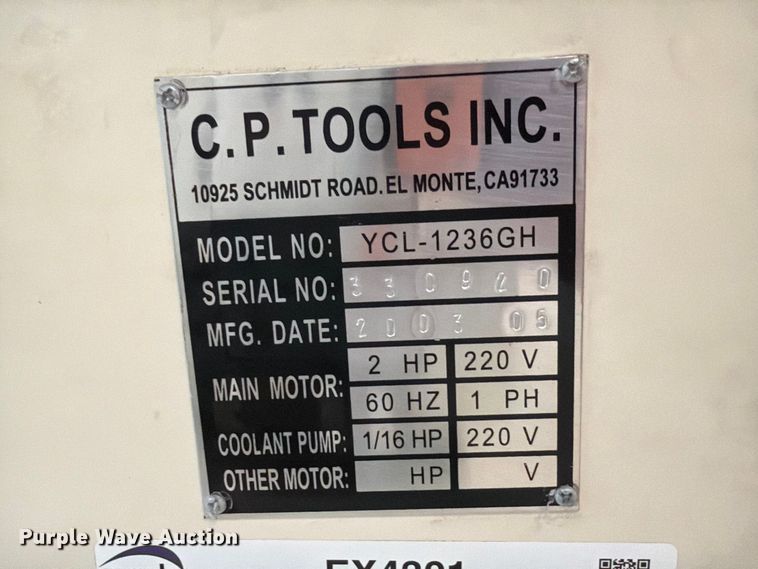 image for item EX4301 2003 C.P. TOOLS INC. YCL-1236GH lathe