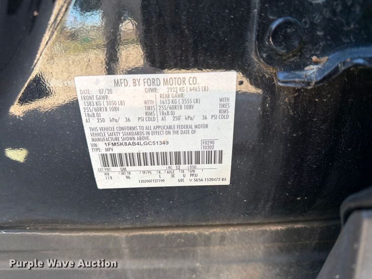 image for item EX4314 2020 Ford Explorer  Police Interceptor SUV