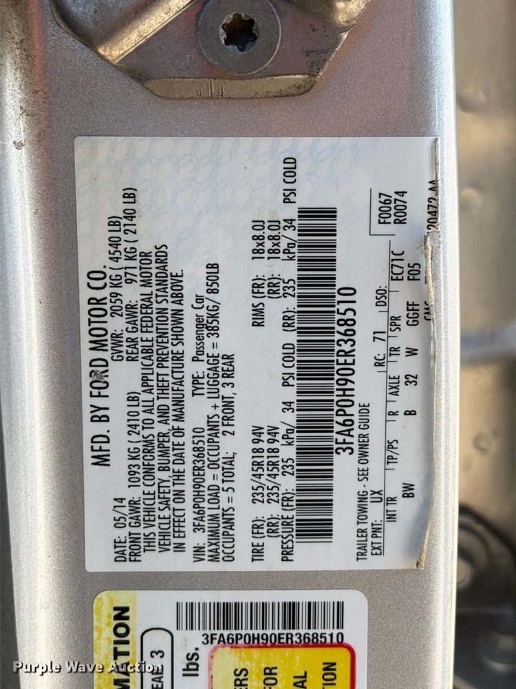 image for item FB8989 2014 Ford Fusion 