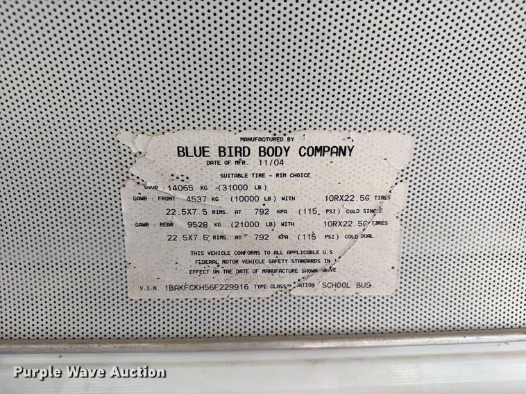 image for item FH6454 2006 Blue Bird school bus