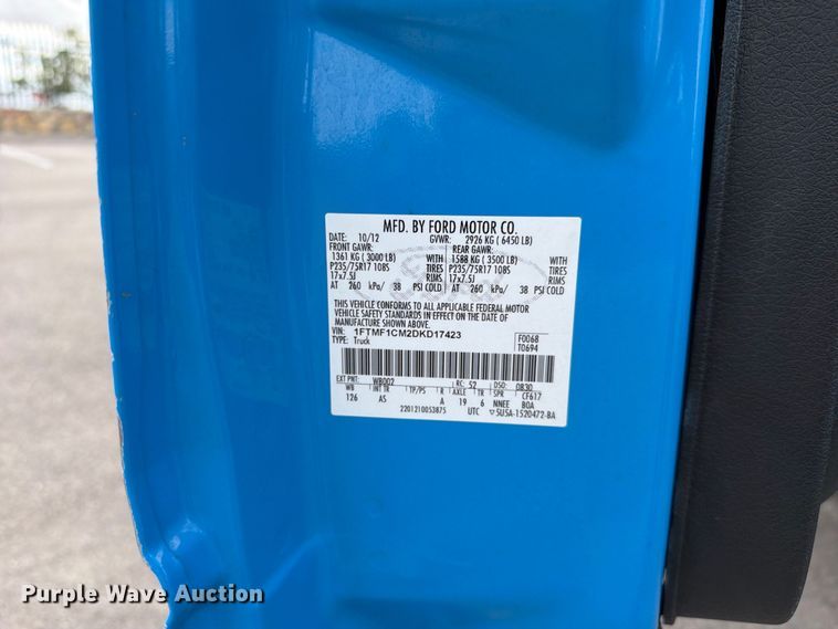 image for item FI2047 2013 Ford F150 pickup truck