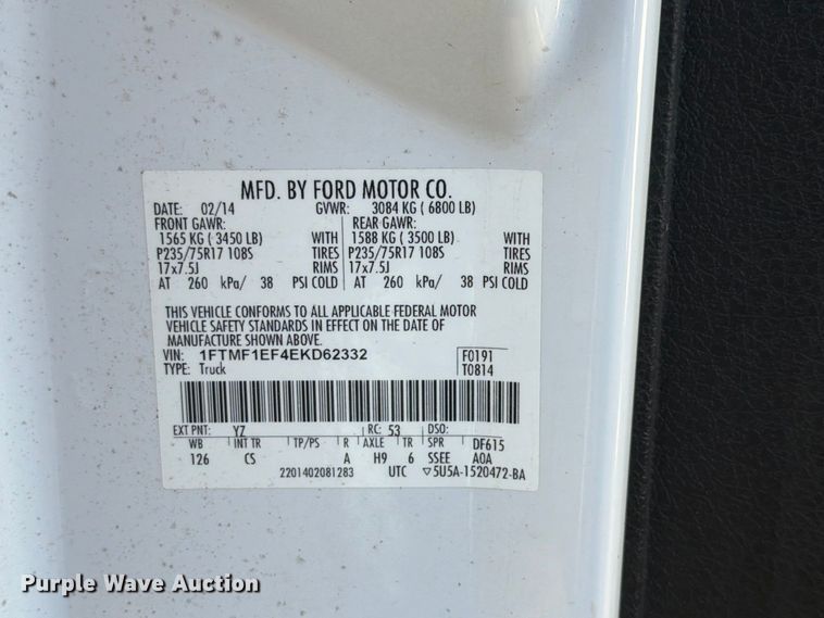 image for item FK3837 2014 Ford F150 pickup truck