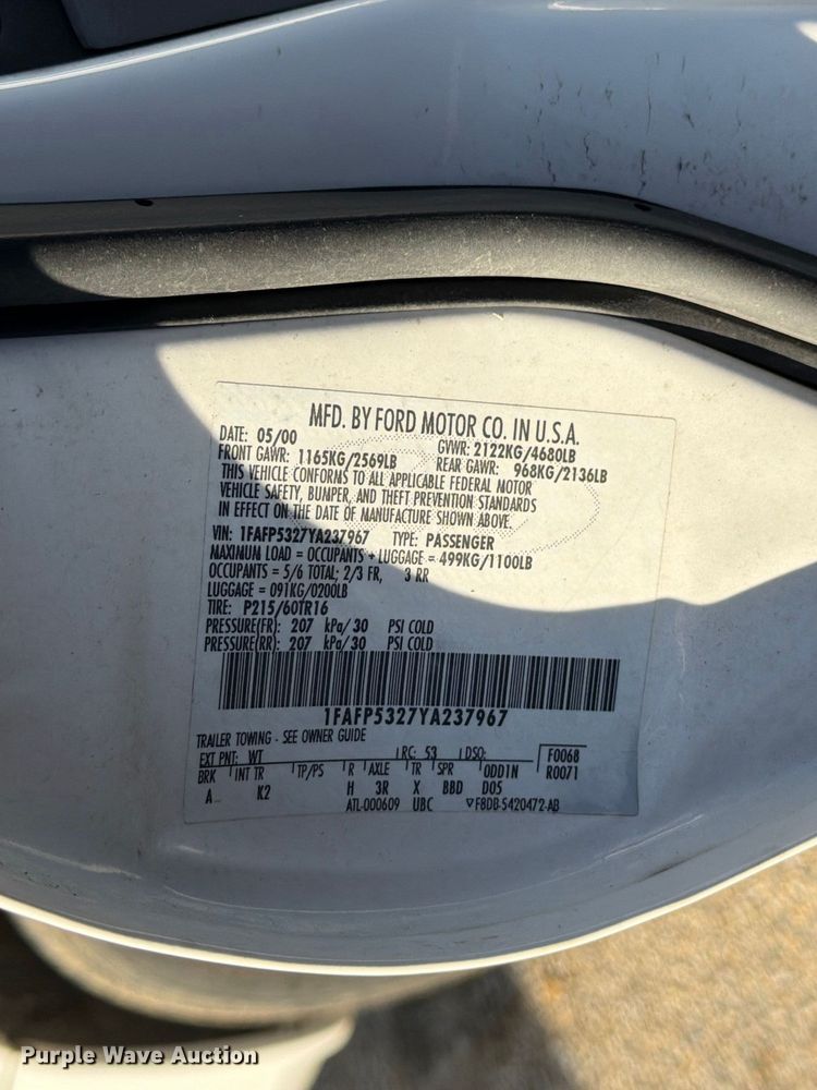 image for item FK3842 2000 Ford Taurus 