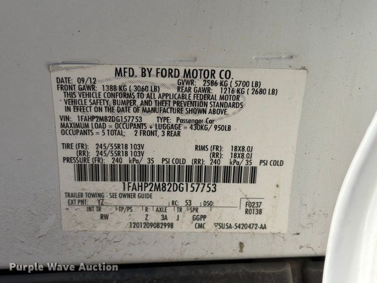 image for item FK3845 2013 Ford Taurus 