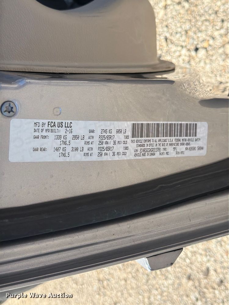 image for item FK3846 2016 Dodge Grand Caravan van