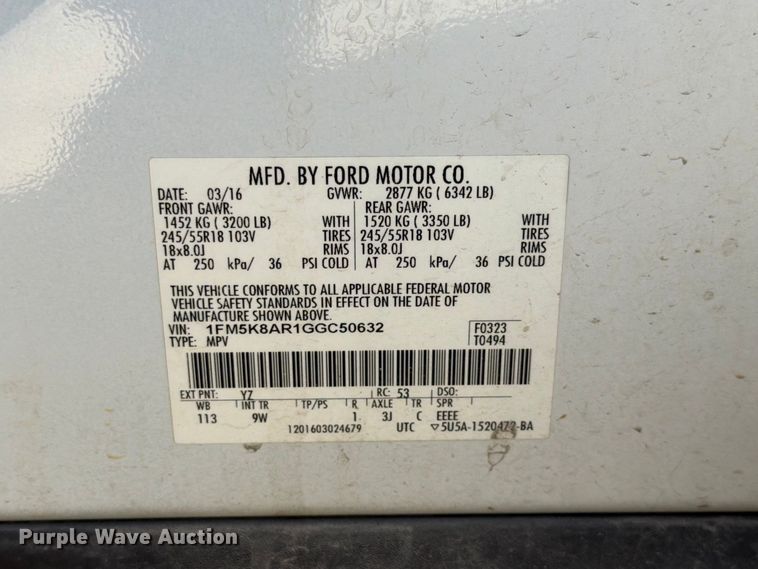 image for item FK3849 2016 Ford Explorer Police SUV