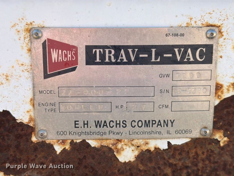 image for item FK3855 2009 Wachs Trav-L-Vac 77-000-22 vacuum excavator